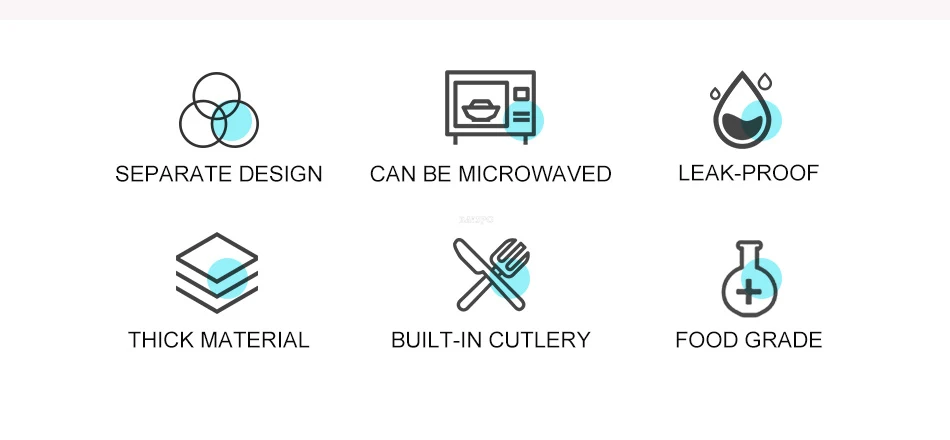 Baispo Microwavable квадратная коробка для обеда для детей Герметичный пищевой контейнер с отделениями BPA бесплатно ланчбокс для пикника школы