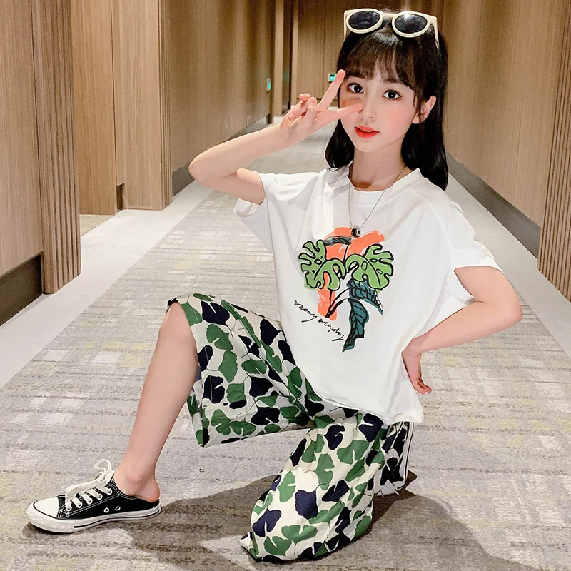 Комплекты одежды для маленьких девочек юбка-пачка с цветочным принтом + футболка