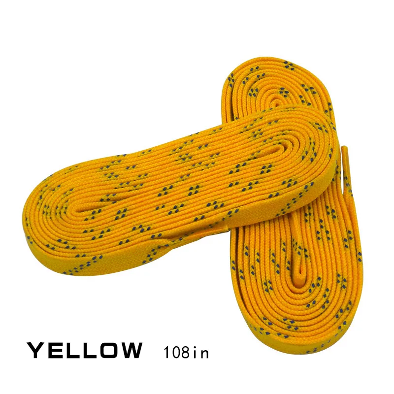 Yellow 108in Шнурки для коньков 96in 108in 120in двухслойная оплетка дополнительные усиленные кончики вощеный кончик дизайн костюм для хоккеист на коньках хоккейная обувь кружева - Цвет: Yellow 108in