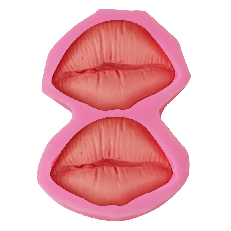 2. Силиконовая форма в форме губ с равномерным пламенем и красным свечением для