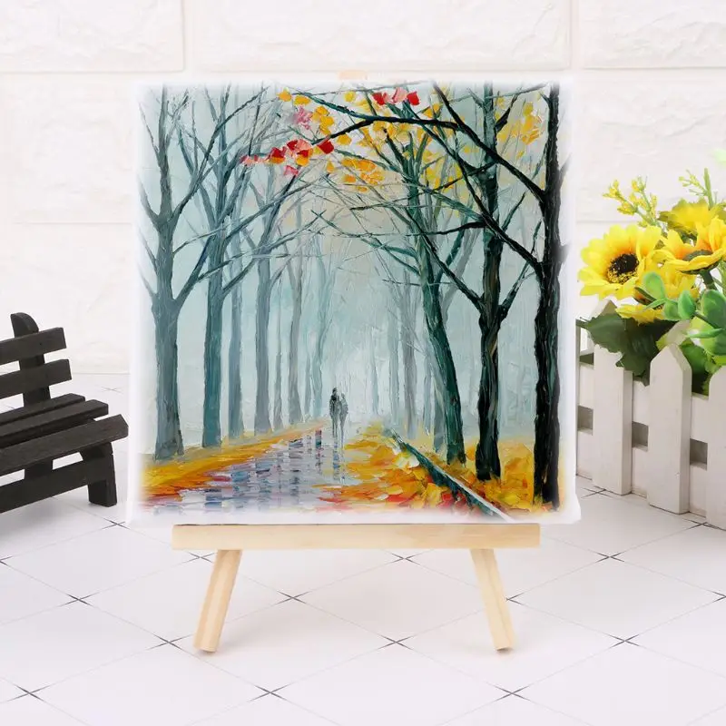 

Mini Canvas And Natural Wood Easel Set For Art Painting Drawing Craft Wedding Supply
