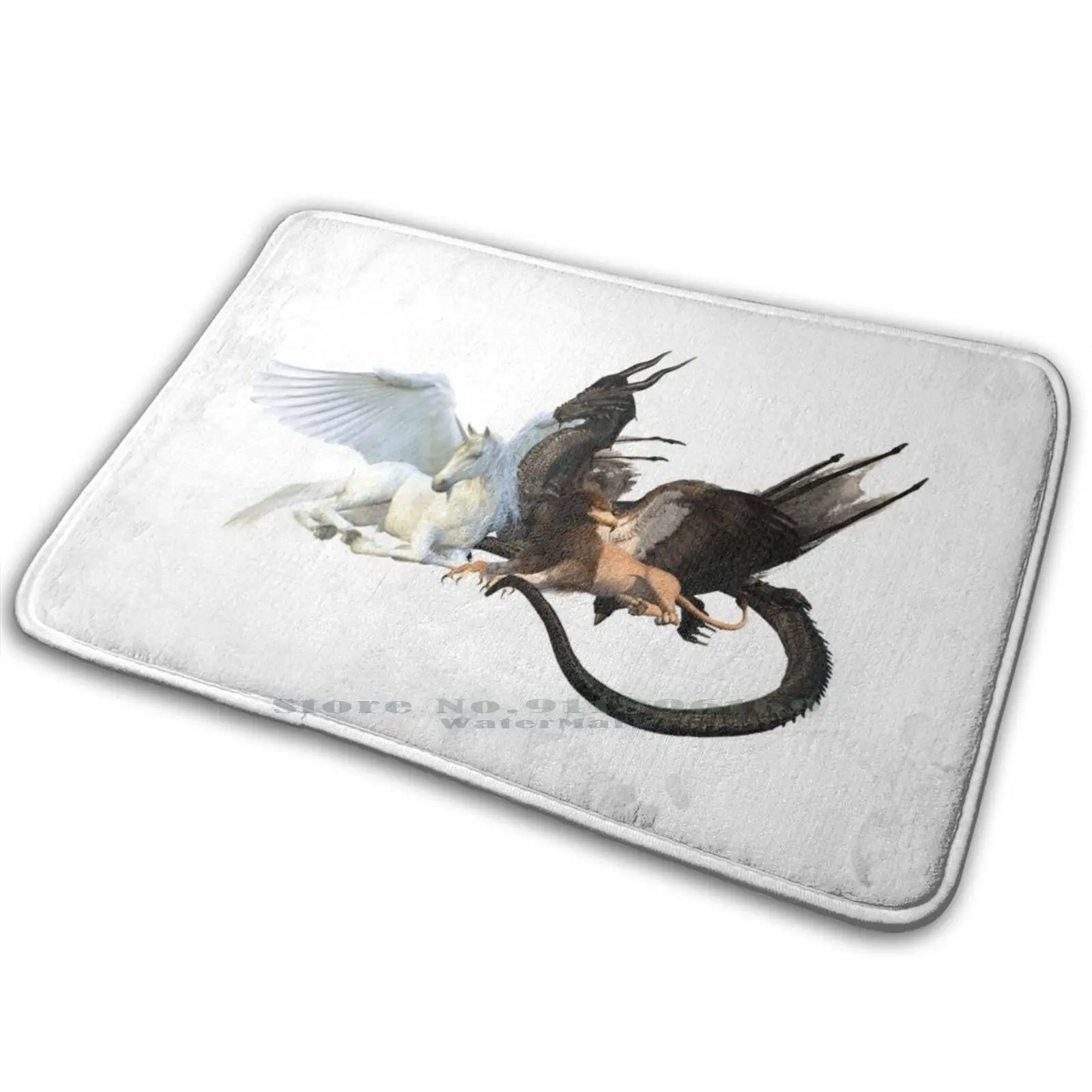 Летающие друзья единорог Гриффин дракон коврик ковер Противоскользящий для