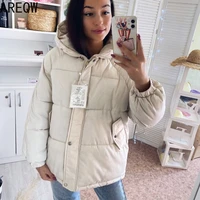2021 new womens coats and jackets autumn winter hooded coat thick cotton parkas oversized puffer jacket female