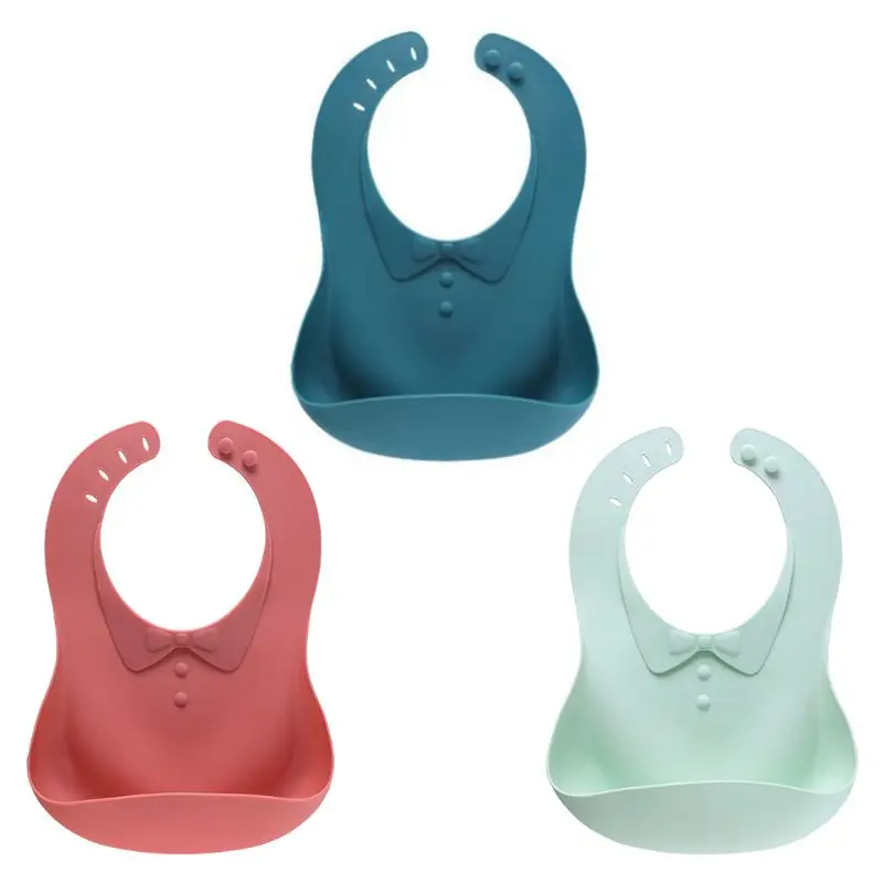 

Washable Baby Feeding Bib Children Feeding Waterproof Silicone Adjustable Stereo Food Catcher