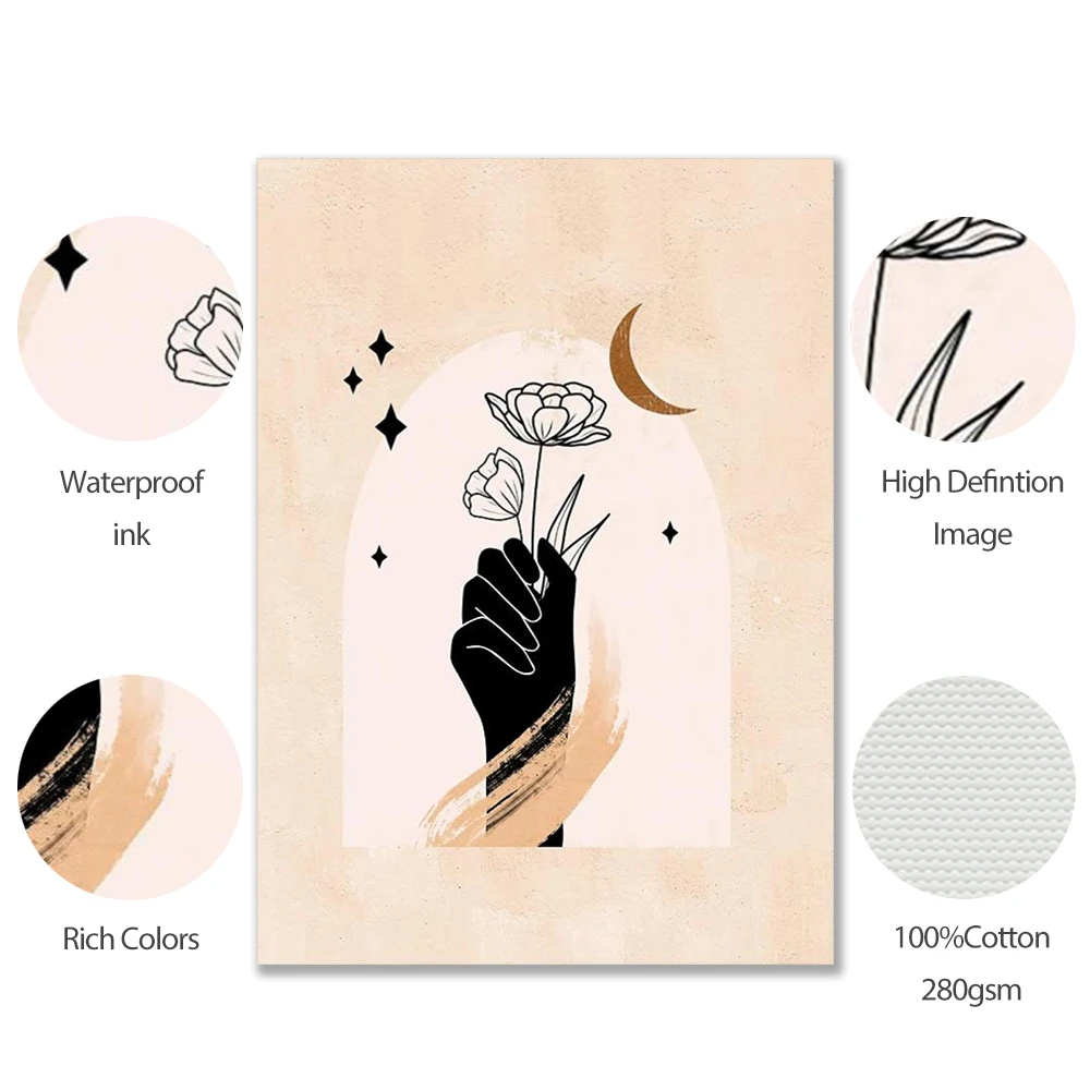 Мистические глаза Boho принты рук абстрактная луна солнце небесный