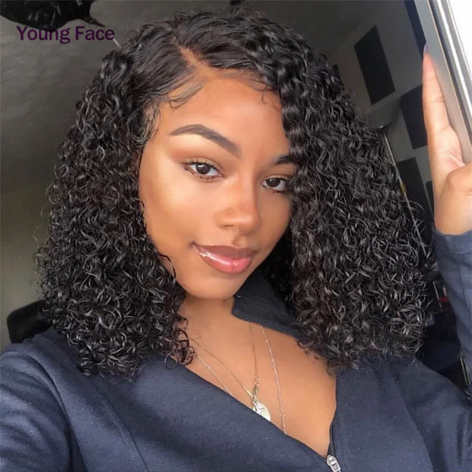 13x4 Kinky Curly Lace Front Human Hair Wigs For Black Women Transparent Lace Wigs With Frontal Brazilian Human Hair Wig 10 To 16