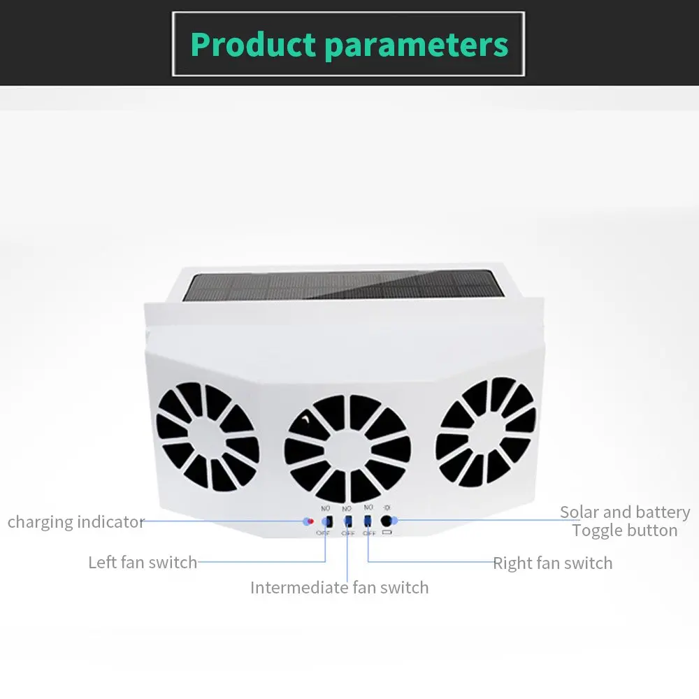 

Solar/USB Dual Charging Vehicle Cooling Tool Car Exhaust Fan Vehicle Air Circulation Smoke Exhaust Fan Car Ventilation Fan