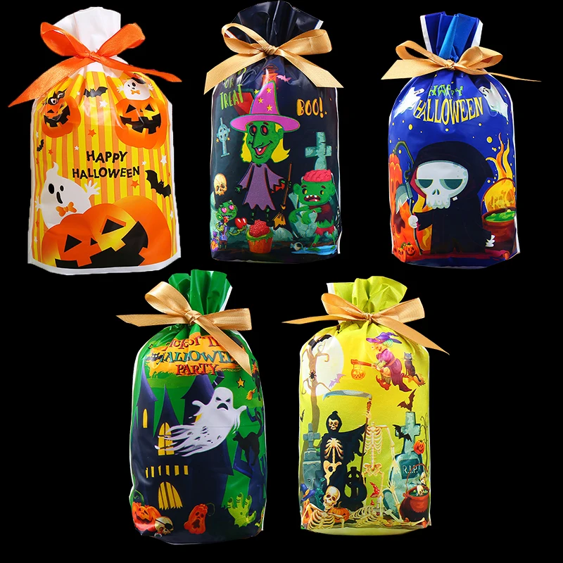

10 Pieces Halloween Drawstring Goody Bags Durable Halloween Treats Bags Trick Or Treat Bag Goodie Chocolate Snacks Holders