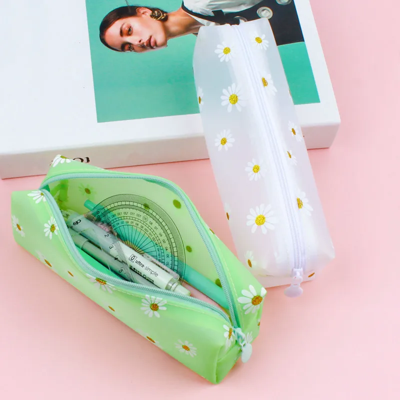 Симпатичные Дейзи Карандаш Чехол прозрачный ярких цветов подарок школьный пенал