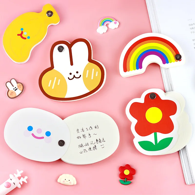 

1 Pcs Cute Cartoon Portable Word Book Students Pocket Buckle Notepad Blank For Forgetting Special-Shaped Notepad