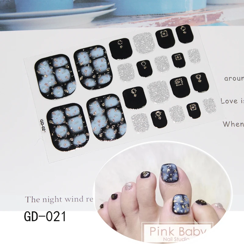 GD-021 Новые Стикеры на ногти лазерные бронзовые Блестки Серебряные украшения на ногу Клей DIY 22 советы художественные обертывания ремесленные стикеры на ногти - Цвет: GD-021