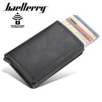 baellerry anti theft rfid blocking card holders smart men vintage wallet leather unisex security information aluminum mini purse