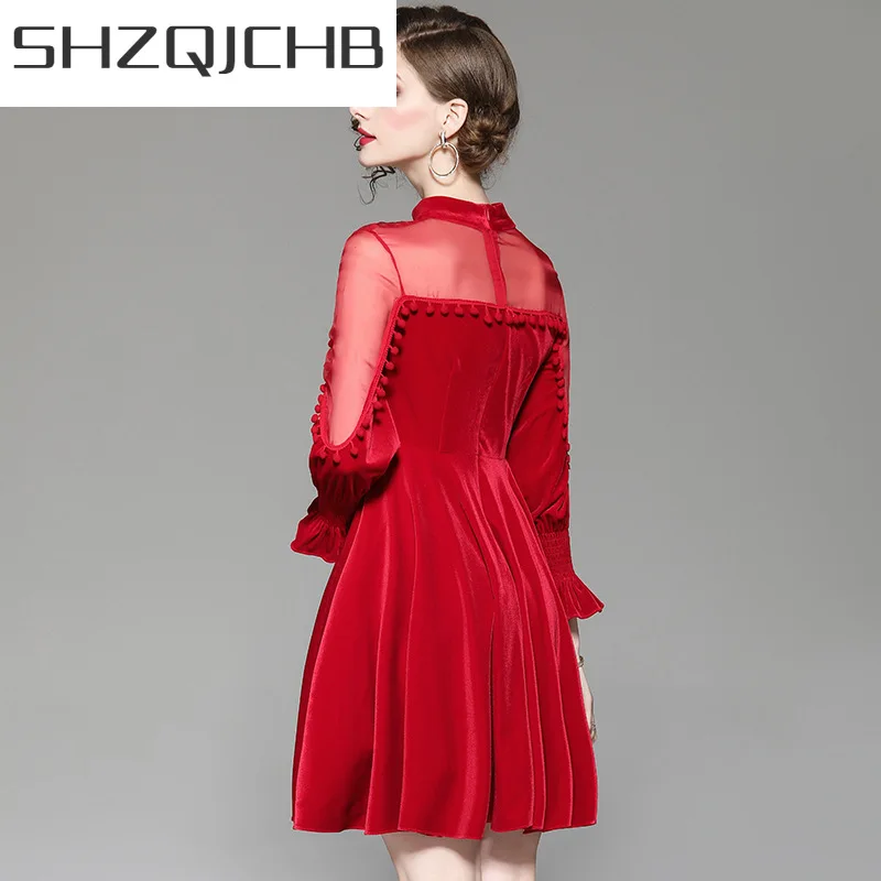 

SHZQ Spring Summer Dress Women Long Sleeve Red Dress Organza Mini Dresses Sexy Party Clothes 2021 Vestidos De Fiesta LWL1662