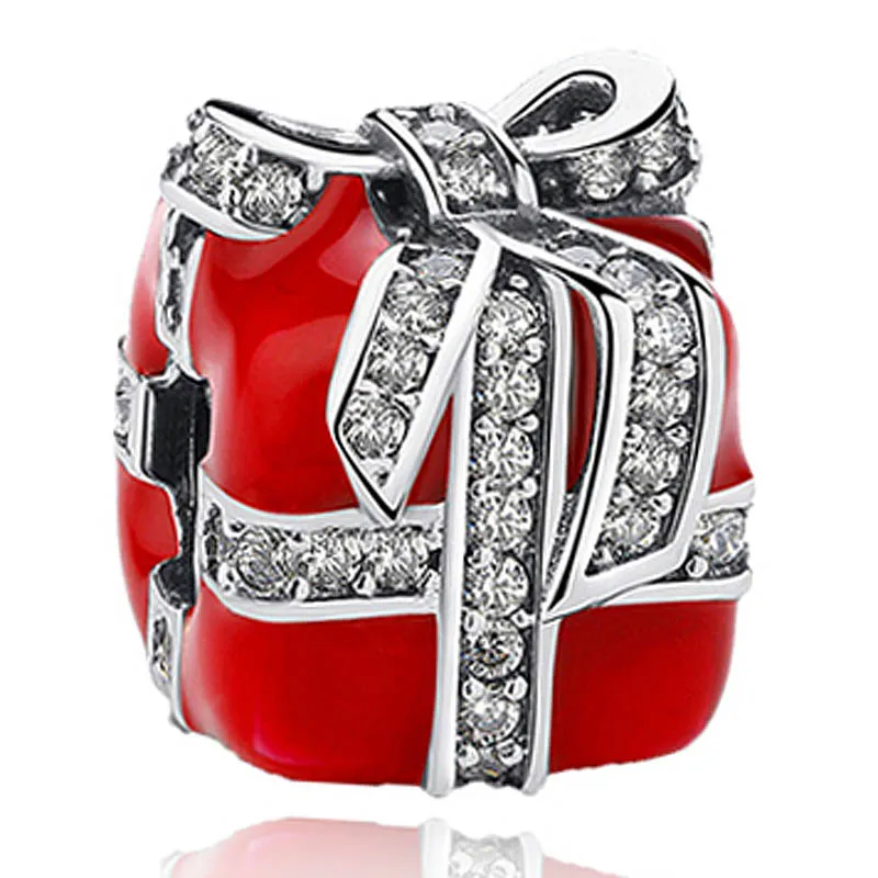 

Оригинальная подарочная коробка с красной эмалью и кристаллами, Рождественские Подвески «сделай сам», ювелирные изделия, подходят для буси...