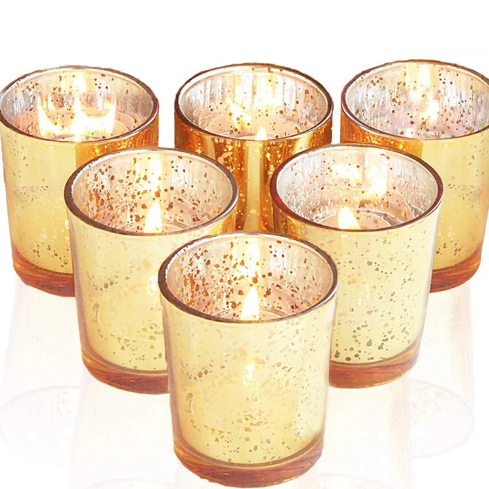 1/2/12 шт подсвечник Романтический ртути Стекло свечи ужин при свечах Свадебная
