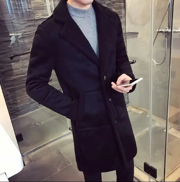 2019 зимняя мужская мода длинный мех один замшевый жакет Мужчины плюс бархат