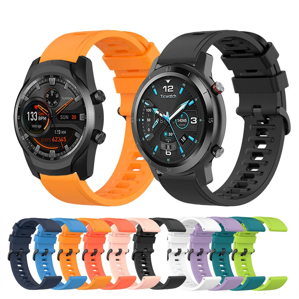 

Ремешок силиконовый для Ticwatch Pro 2020, сменный Браслет для наручных часов Ticwatch Pro 3/GTX/S2/E2/E/2, аксессуары