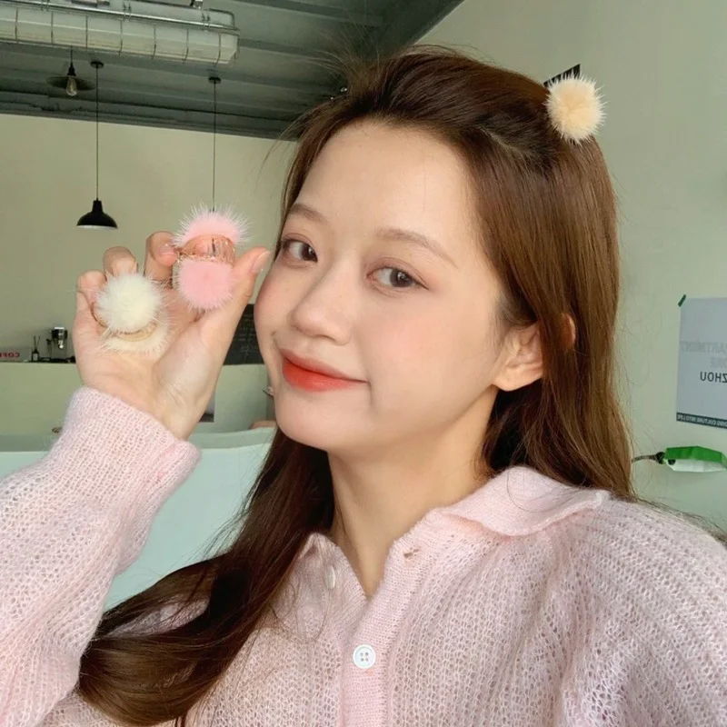 

Норковая заколка для волос с высоким хвостом, искусственный мех, маленькая заколка для волос, девушка, сердце, челка, зажим, японские и корей...