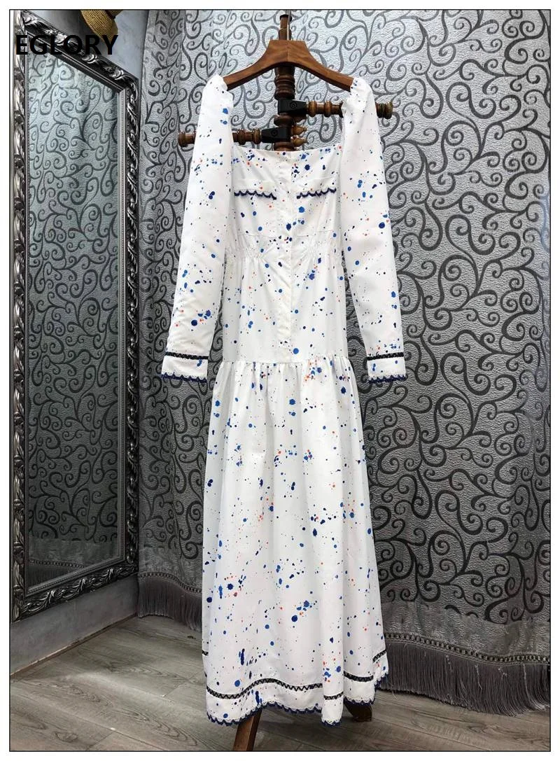 Женское платье макси с длинным рукавом вечерние винтажные платья квадратным