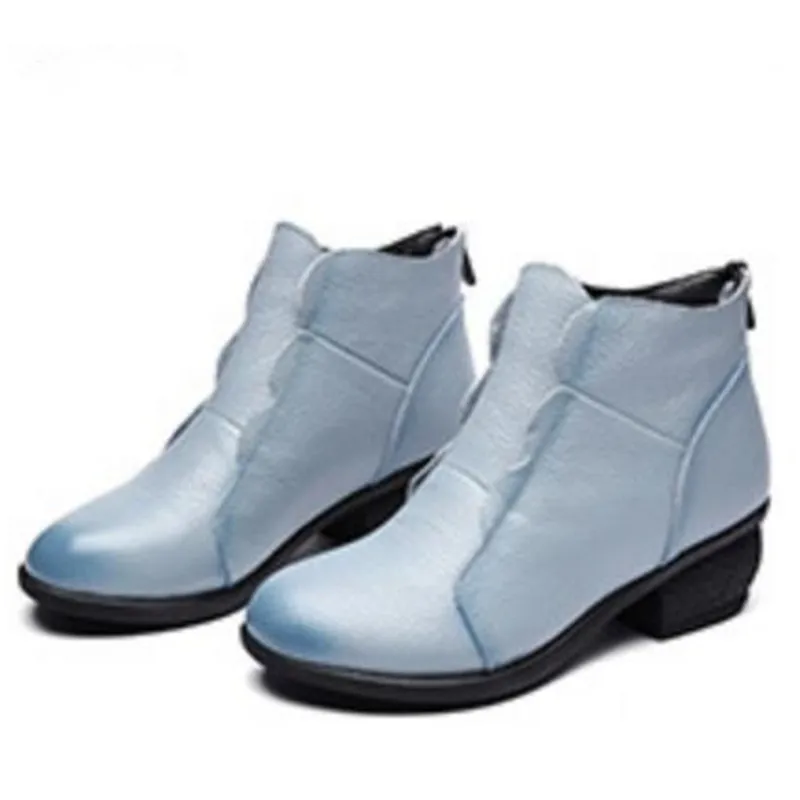 Женские ботинки из натуральной кожи на толстом каблуке | Обувь