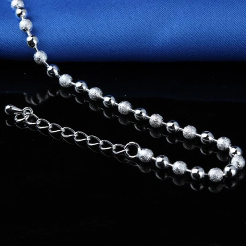 Женский браслет из серебра 925 пробы с круглой бусиной|Анклеты| |