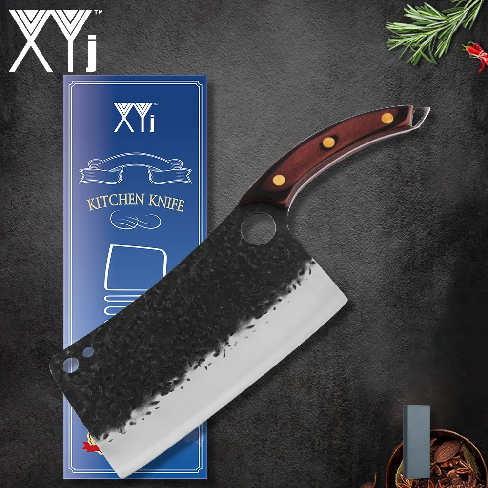 

XYj 7.5'' INCH Chopping Knife Forged Steel Slicer Bone Full Tang Cleaver Butcher Wood Handle Kitchen Accessory Tools