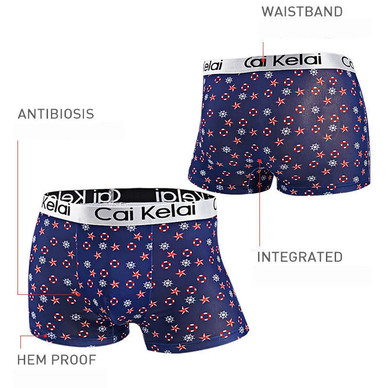 4PCS/LOT Men'S Underwear Men'S Boxer Pants Summer Ice Silk Men'S Underwear Comfortable Breathable Sexy