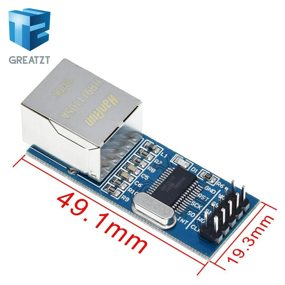 GREATZT ENC28J60/ENC28J60(мини версия) LAN Ethernet сетевой модуль 25 МГц кристалл AVR 51 LPC STM32 3,3 В