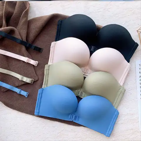 Front buckle Strapless Sexy Bras Seamless Lingerie Push Up Women Bra Backless Invisible Wireless Female Bralette Underwear