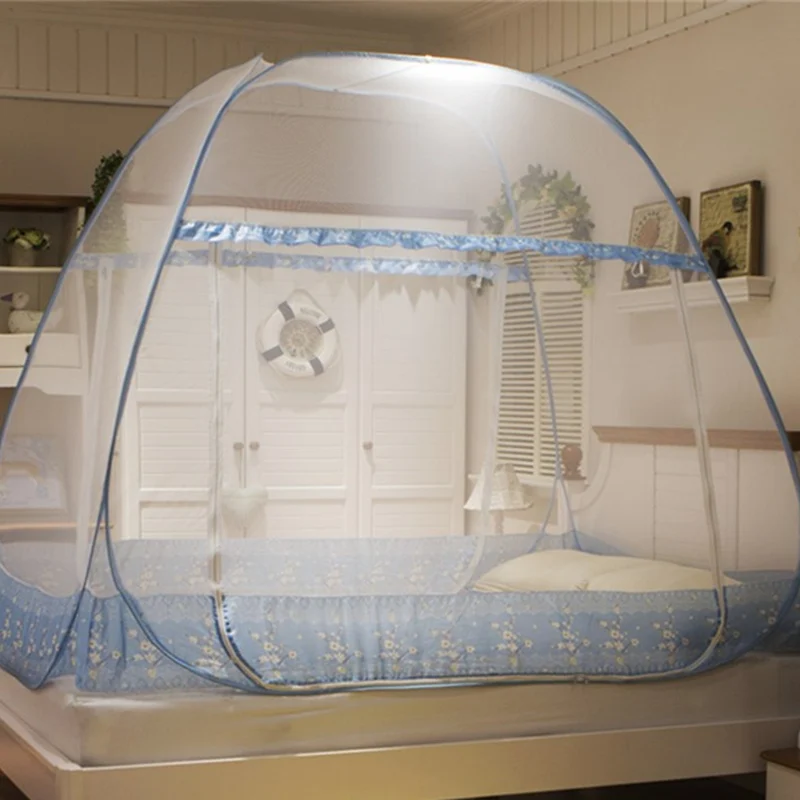 

Portable Free Installation Anti Mosquito Net Tent Bi-parting Bed Mosquito Netting Mesh Home Textile 2 Sizes Mongolian Yurt Net