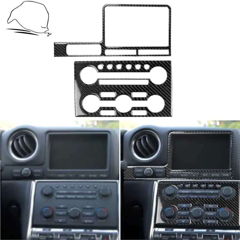 

For Nissan GTR R35 2008-2016 Carbon Radio Climate Control Console Sticker Navigation Display Surround Cover Set Car Accessories