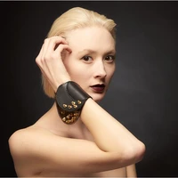 dd fashion women punk bracelet wide leather handmade braid wrap bangle bracelet brown black color fashion jewelry bracelets