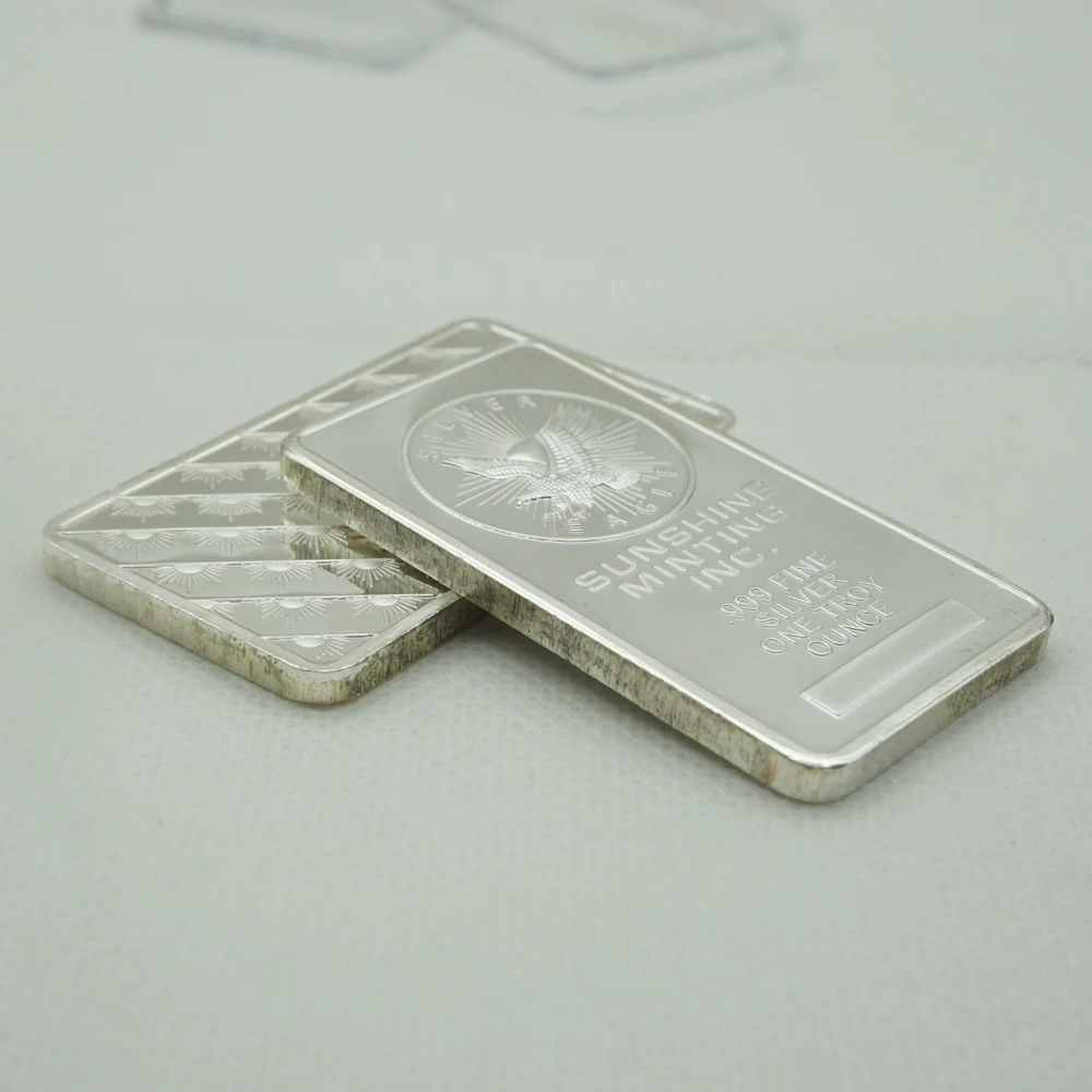 

4pcs Sunshine minting 1 OZ ingot Bar coins silver plated 50 mm x 28 mm American souvenir coin metal decoration bar