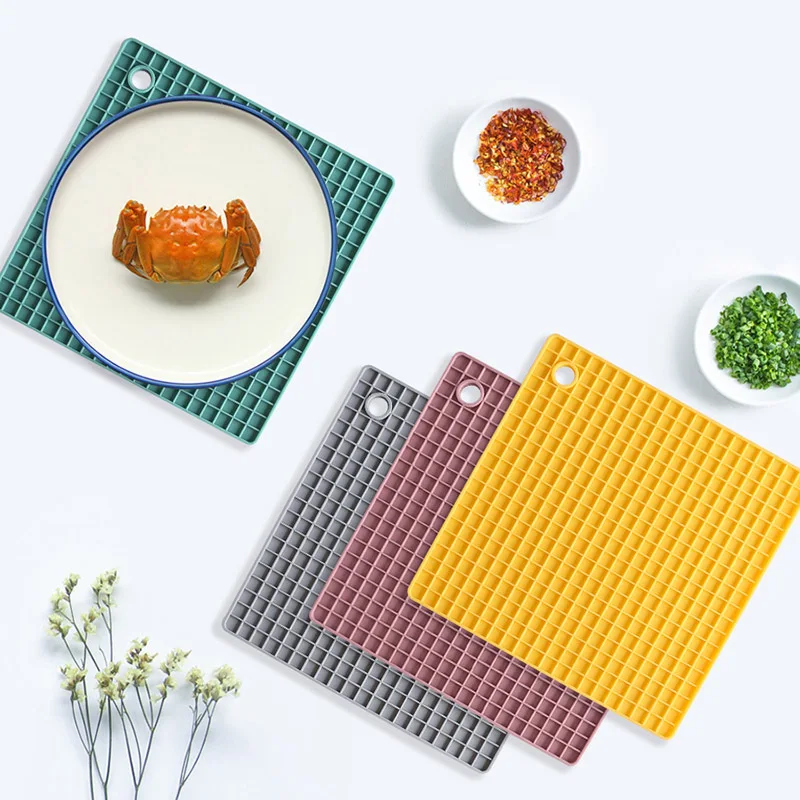 

Large Square Non-Slip Insulation Mat Protect The Table Top Cup Mat Durable Dish Drying Drain Placemat Kitchen Bowl Plate Mat