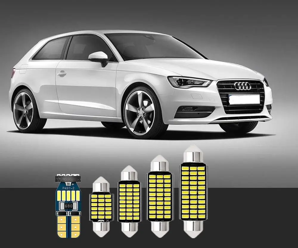 

6pcs white LED Car interior lights T10&36 For Audi S3 S4 S5 S6 S7 S8 SQ5 TT TT Quattro A1 A3 A4 A5 A6 A7