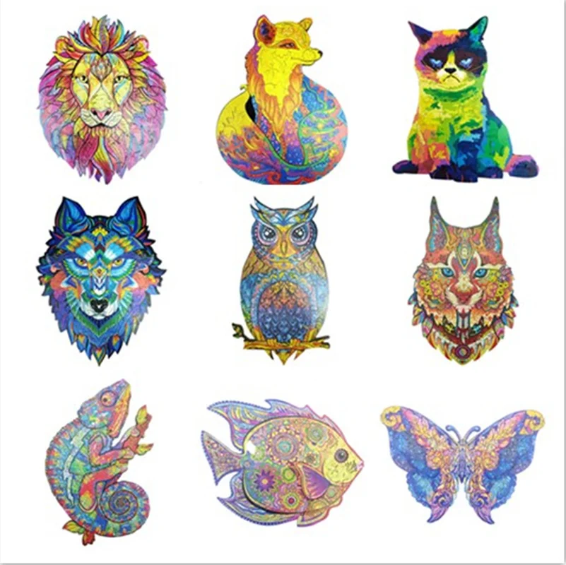 

9 Styles Wooden Animal Puzzles for Child Adult DIY Puzzle Each Piece Is Animal Shaped Puzzles Holiday Gift Gifts for Kids Jigsaw