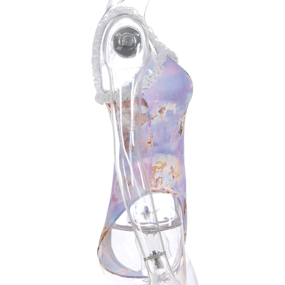 Женское боди с открытой спиной пикантное на бретелях принтом в виде Купидона и