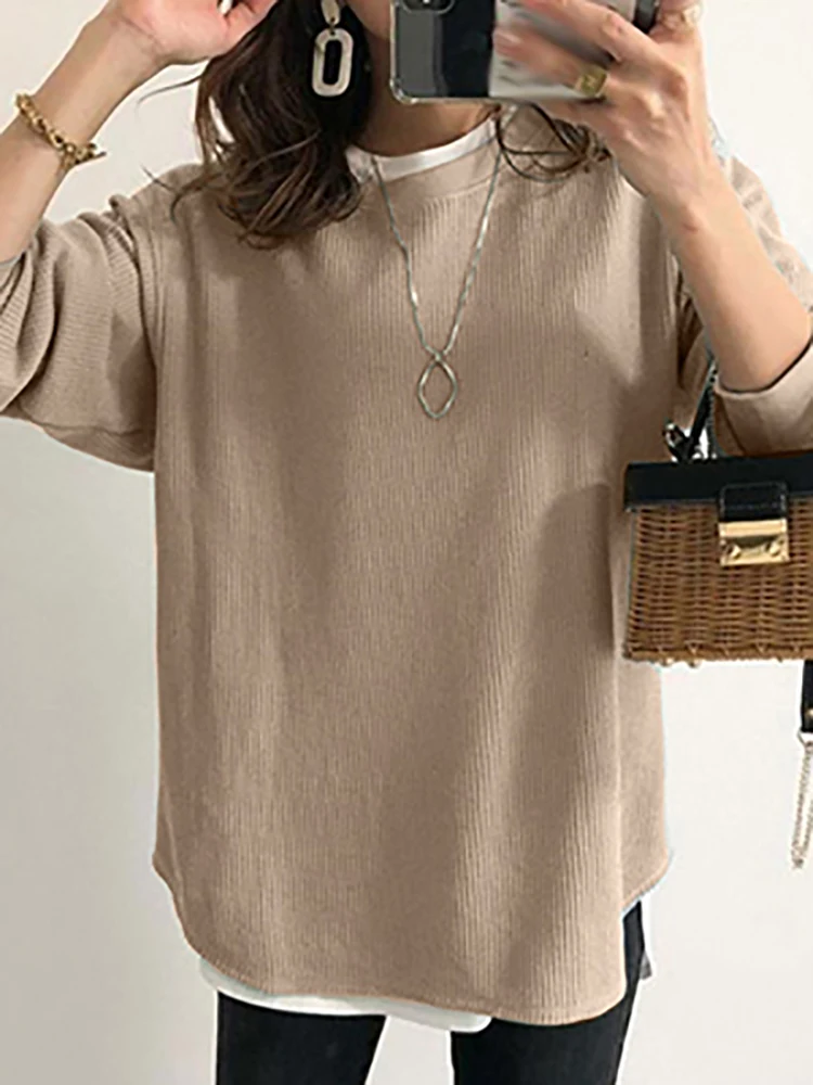 2021 Модная Повседневная Удобная тонкая женская одежда средней длины с круглым