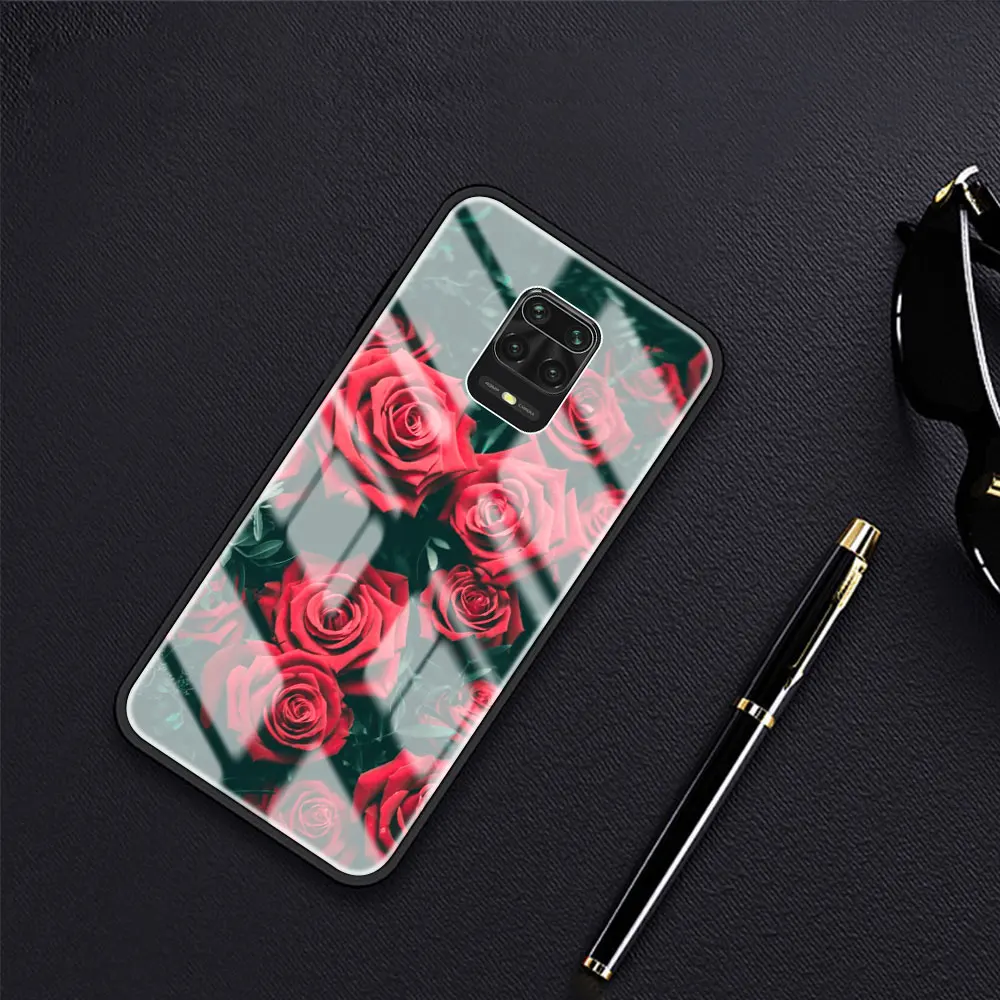 

Red Pink Gold Rose Phone Case for Xiaomi Redmi Note 9S 8 9 8T 7 9C Coque for Mi 10T Pro 9T 10 Lite Tempered Glass Cover