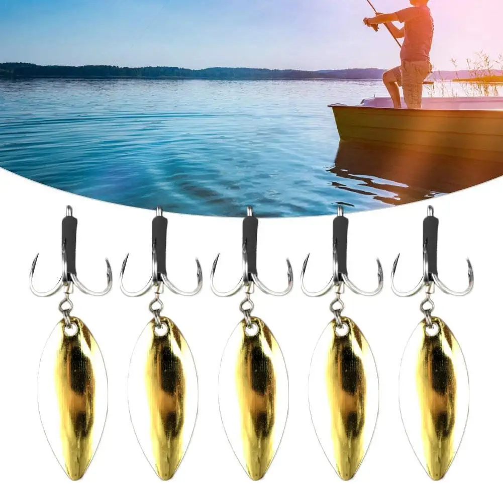 

5pcs three hooks rotating sequin fish hook