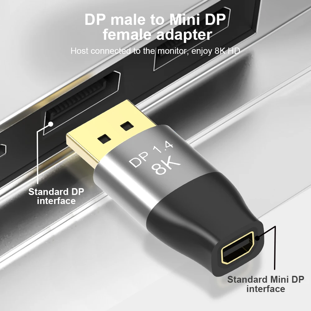 

MiniDP To DisplayPort Adapter DP1.4 Male To Minidp Female Converter Extender for PC Laptop Projector Minidp To DP