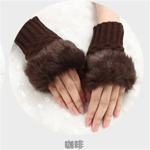 

Gloves Half Finger Autumn Open Finger Women's Knitting Gloves and Winter Plush Thickened Touch Screen Gloves Thermal Gloves