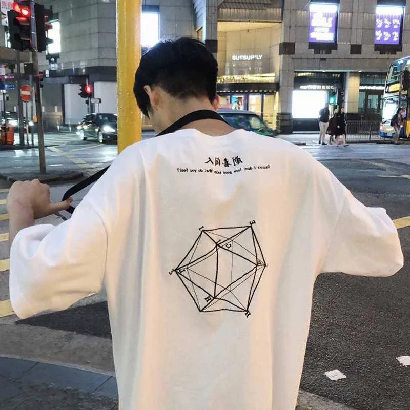 Футболка мужская с китайским принтом Повседневная рубашка коротким рукавом в