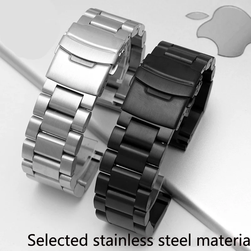 Solid Thickening 5.5mm 316L Stainless Steel Watchbands Silver 22mm 24mm 26mm Metal Watch Band Strap Wrist Watches Bracelet
