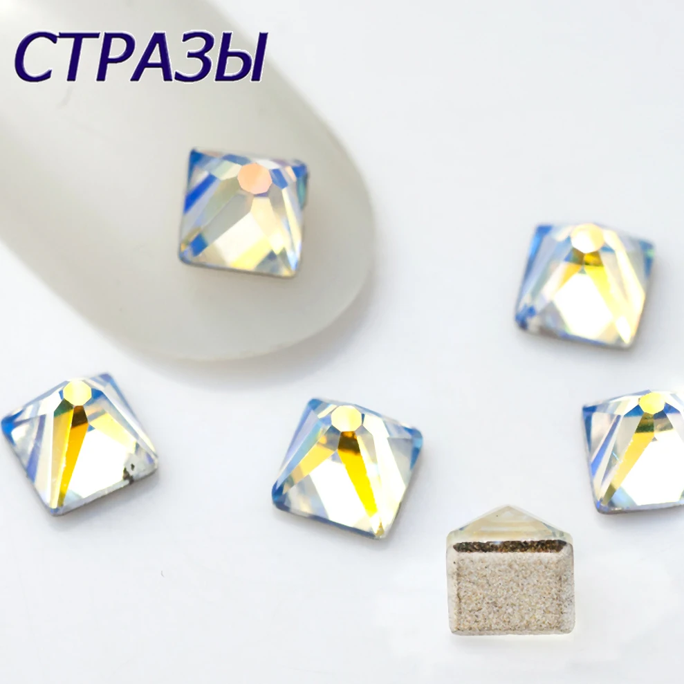 Квадратная форма шипа 4 мм 20 штук смешанные Цвет Clear и AB Б ез исправлений блеск