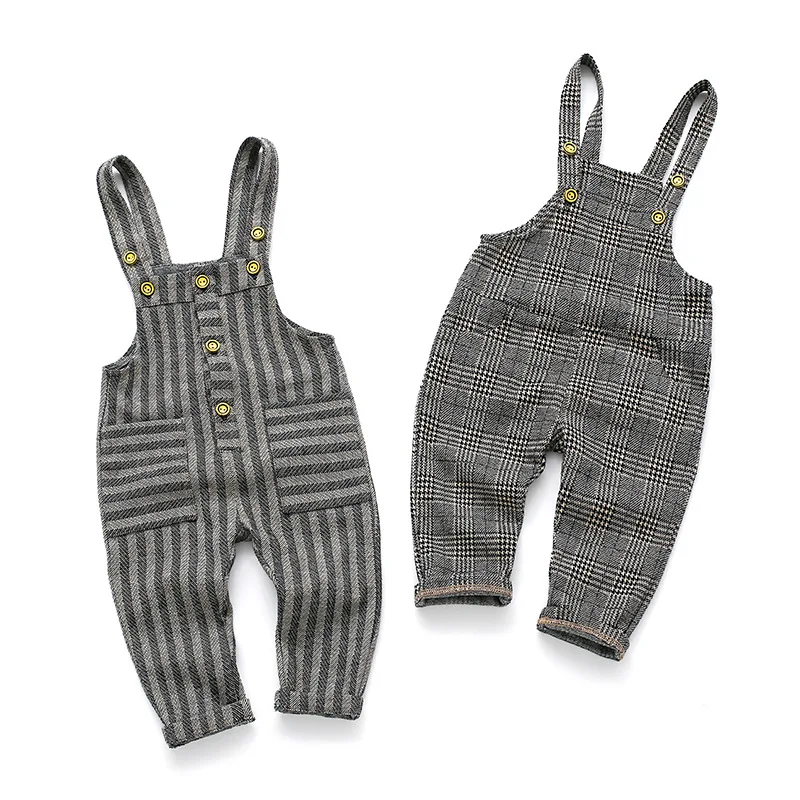 Детские комбинезоны в клетку штаны для мальчиков и девочек большие на подгузник