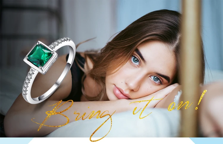 Jewelrypalace квадратный 0.5ct создания Изумрудный пасьянс кольцо стерлингового серебра 925 пробы Solitaire Обручение кольцо подарок