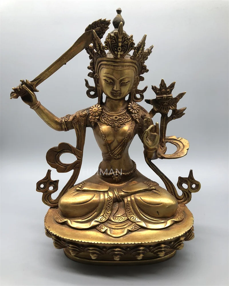 

Collect China Fine Workmanship Brass Sculpture Bodhisattva Buddha Metal Crafts Home Decoration#13