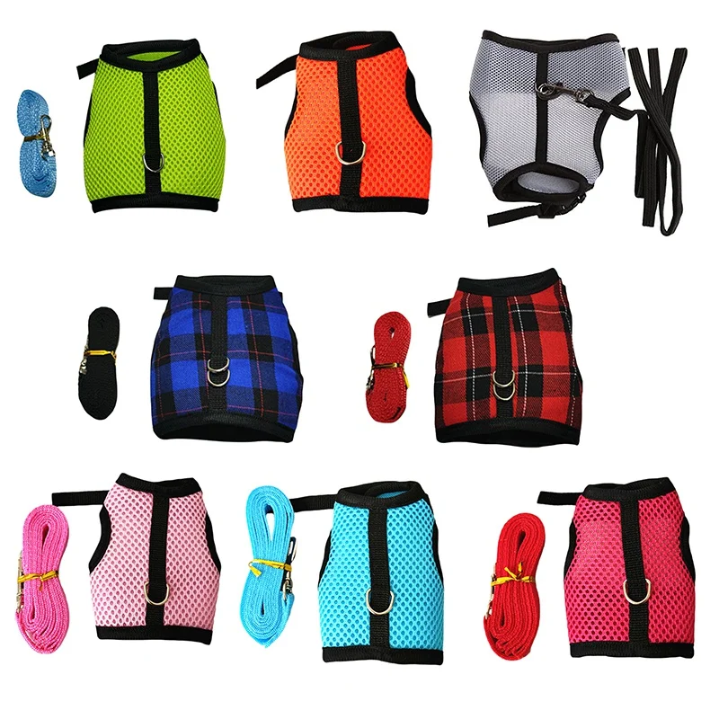 

Pet Mesh Harness With Leash Small Animal Harness Vest Lead for Hamster Rabbit Guinea Pig Small Pet Collar Accessories