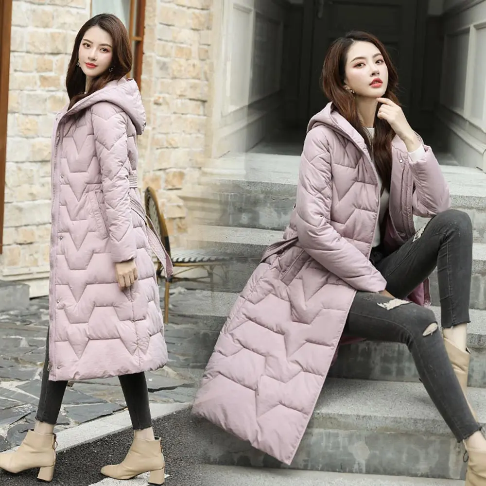 Vielleicht 2019 New Autumn Winter Coat Women Jacket Long Hooded Winter Jacket Women Parkas Winter Jackets And Coats With Belt